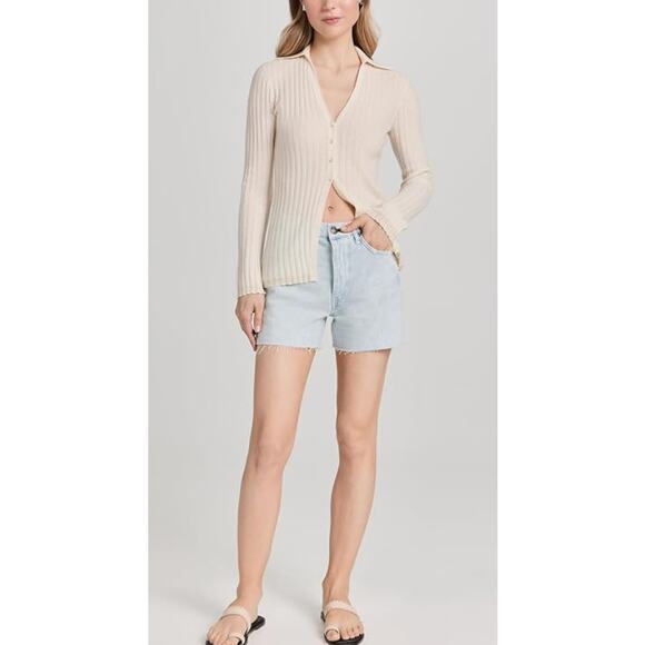 RAG & BONE WOMENS 31 VINTAGE CUT OFF HIGH-RISE MIDI JEAN SHORT KELSEY BLUE NEW - Picture 1 of 14